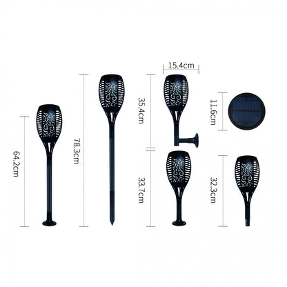 Lampa solara pentru gradina 4 in 1 IDL cu Efect de Flacara, Diametrul de 11.6 cm si inaltimea de 78.3 cm, Modelul este realizat DIN ABS+PC, Reprezinta un accesoriu de iluminat decorativ care infrumuseteaza si ilumineaza spatiul din jurul locuintei