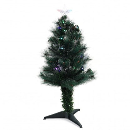 Brad Artificial Fibra Optica 90 cm idealStore, cu suport, 41 leduri, 72 de varfuri, cablu alimentare 2m, efect Flash, lumini multicolore