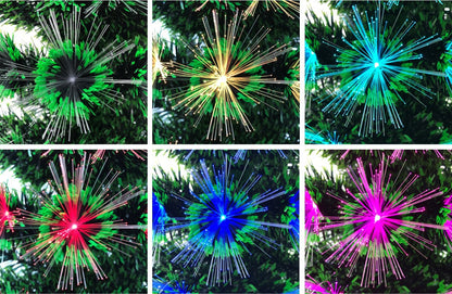 Brad Artificial cu Fibra Optica idealStore, 95 LED-uri RGB, Stea in Varf, Suport Plastic, lumini flash, 90 cm inaltime