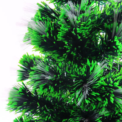 Brad Artificial cu Fibra Optica idealStore, 95 LED-uri RGB, Stea in Varf, Suport Plastic, lumini flash, 90 cm inaltime