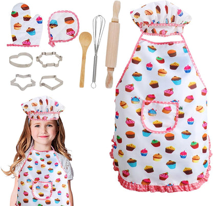 Set de Gatit Little Confectioner idealSTORE, Include un Sucitor, Spatula, Tel, Perie de Patiserie, Sort, Manusi pentru Vase Fierbinti, Disgn Clasic, Ajuta la Dezvoltarea Imaginatia si Stimuleaza Creativitatea
