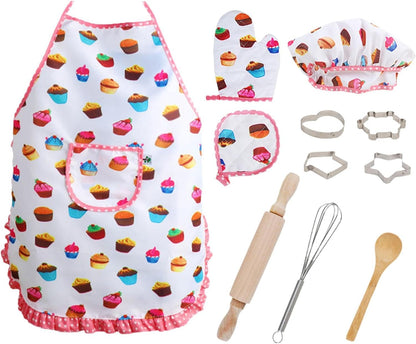 Set de Gatit Little Confectioner idealSTORE, Include un Sucitor, Spatula, Tel, Perie de Patiserie, Sort, Manusi pentru Vase Fierbinti, Disgn Clasic, Ajuta la Dezvoltarea Imaginatia si Stimuleaza Creativitatea