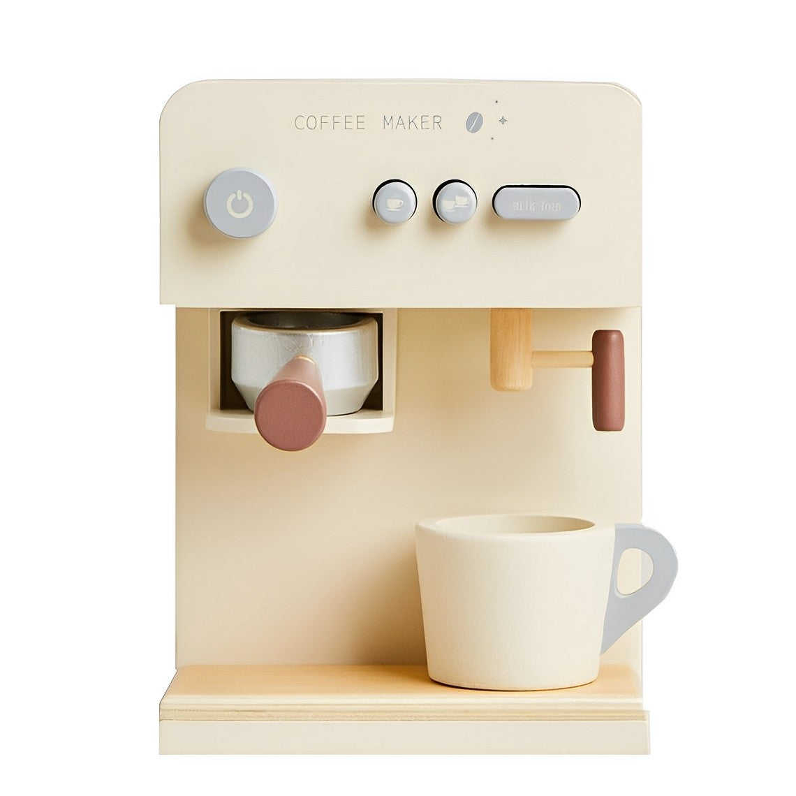 Aparat de Cafea pentru Copii din Lemn Deluxe Barista ideal STORE, Dimensiune 16 x 13 x 22, Include o ceasca de cafea, O piesa de mobilier perfecta in bucataria micului bucatar, Ajuta la dezvoltarea imaginatiei si creativitatii