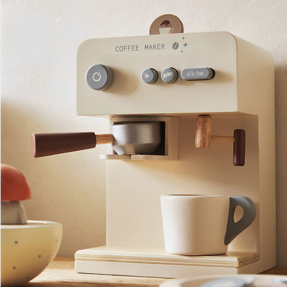 Aparat de Cafea pentru Copii din Lemn Deluxe Barista ideal STORE, Dimensiune 16 x 13 x 22, Include o ceasca de cafea, O piesa de mobilier perfecta in bucataria micului bucatar, Ajuta la dezvoltarea imaginatiei si creativitatii