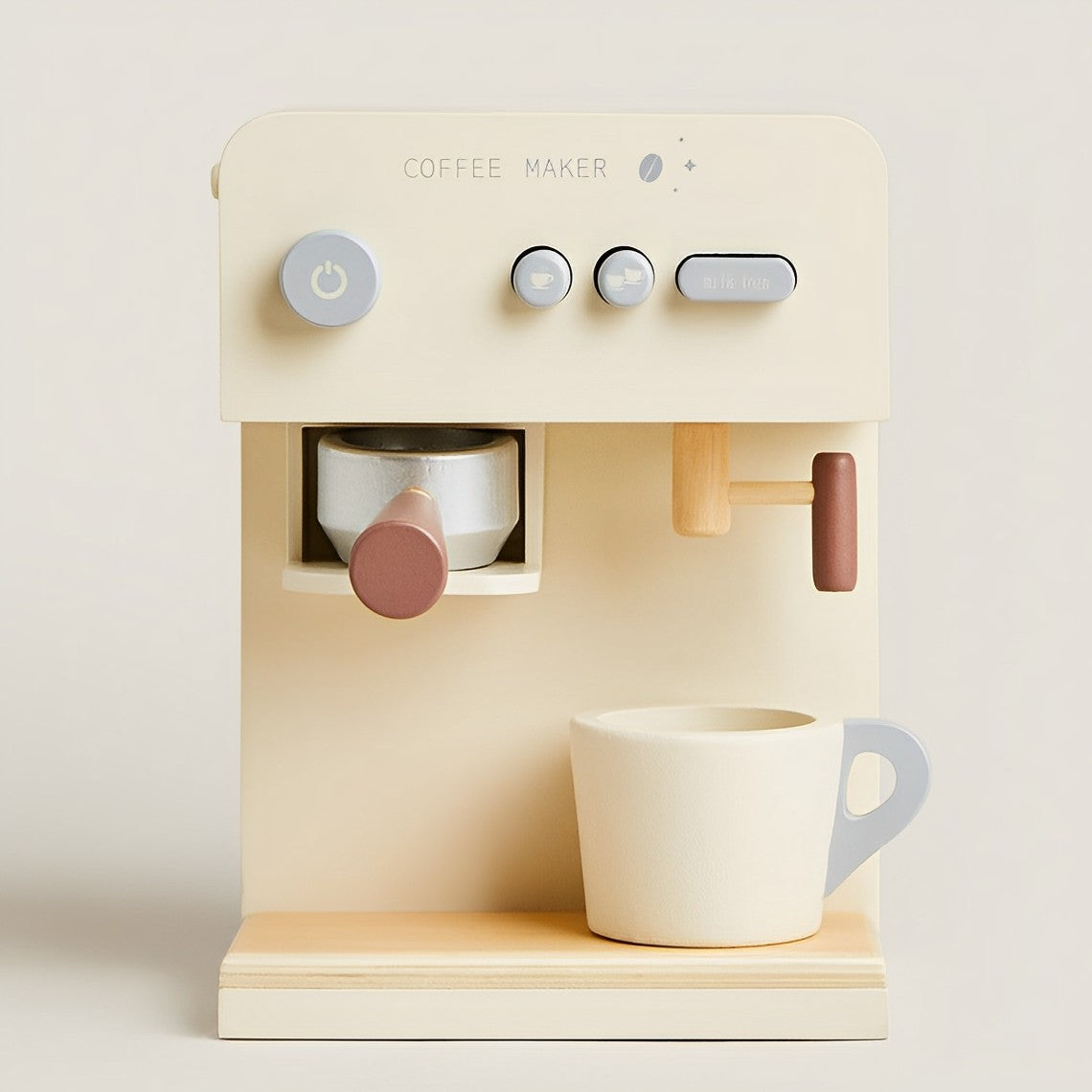 Aparat de Cafea pentru Copii din Lemn Deluxe Barista ideal STORE, Dimensiune 16 x 13 x 22, Include o ceasca de cafea, O piesa de mobilier perfecta in bucataria micului bucatar, Ajuta la dezvoltarea imaginatiei si creativitatii