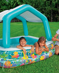 Piscina gonflabila Sun and shade,Dimensiune 157x157x122 cm, 280 l, forma patrata, acoperis detasabil