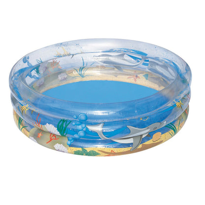 Piscina IDL Micul Ocean pentru copii, Usor de montat si cu 3 inele gonflabile, Dimensiune 150 x 53 cm, Capacitate 558 Litrii, Instalare Rapida, Forma Rotunda, Material PVC, Multicolora alaturi de kit reparatie cadou