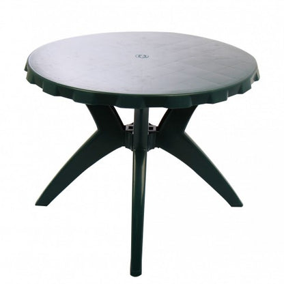 Set masa rotunda idealSTORE cu 4 scaune, pentru gradina, Dimensiuni 90 x 72, Fabricata din plastic, Rezistent la umiditate, Ideala pentru gradina, Culoare Verde
