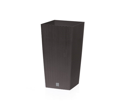 Ghiveci pentru Flori IDL, Malaessia, 20 x 20 x 37.6 cm, Realizat din polipropilena, Poate fi folosit ca suport pentru orice tip de planta, Design modern ce prezinta pe suprafata exterioara un aspect asemanator impletiturilor tip ratan, Maro