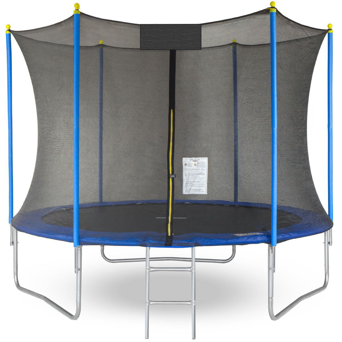 Trambulina pentru copii cu plasa de protectie IDL FREE THE JUMP COLLECTION, Diametru 244 cm, Fabricata din Otel, Echipata cu 42 de arcuri de Sustinere ce suporta pana la 150 de Kg, Accesorizata cu Scara de Acces, Certificat de siguranta TUV-GS-CE