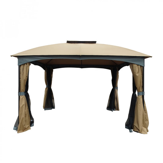 Pavilion Gradina IDL ALCCACIA Summer, 3x 3.65 x 2.75 m, Cadru Metalic Negru+Poliester Bej, Forma DREPTUNGHIULARA, Design modern si elegant, Reprezinta locul ideal pentru relaxare si confort devenind elementul central al gradinii