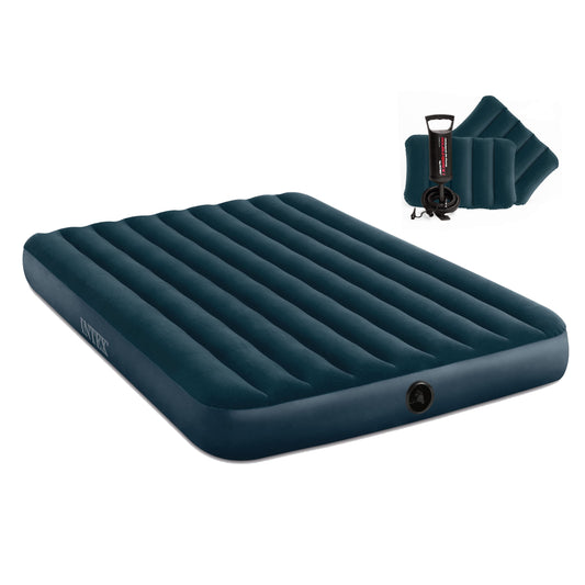 Saltea Gonflabila cu Kit de Reparatie IDL QUEEN SLEEP WELL pentru 2 PERSOANE, Dimensiuni 203 x 152 x 25 cm, Accesorizata cu 2 Perne + Pompa, Fabricata din material rezistent din PVC, IMPERMEABIL, acoperit cu catifea care va imbunatati calitatea somnului