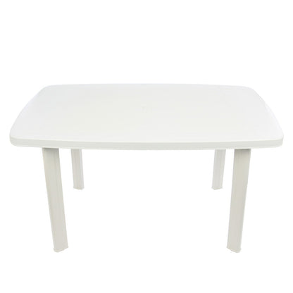 Set masa pentru Gradina IDL Montero cu 6 SCAUNE, 140x90x72cm, Realizat din plastic de inalta calitate, Rezistent la UMIDITATE, Forma blat DREPTUNGHIULARA ce permite adaptari creative si inovatoare oriunde si oricand, Culoare-Alb