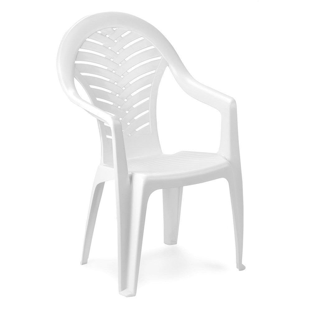 Scaun pentru gradina IDL Bonaire White, 54x59x91cm, Realizat din plastic de inalta calitate cu forma moderna, Dotat cu cotiere si spatar inalt pentru un confor sporit, Culoare-Alb