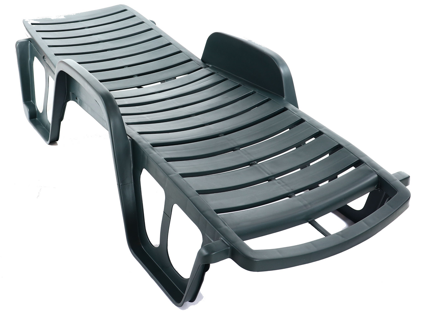 Sezlong Plaja Premium idealStore, Structura Plastic Rezistent, Verde, Spatar Reglabil, 192 x 71 x 30/100 cm, Usor de Curatat, Greutate Suportata 120 Kg