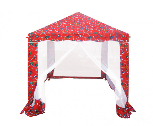 Pavilion Gradina pentru copii IDL Junior Boomer, 150x150x170, Cadru Metalic+Poliester, Forma PATRATA, Creat special pentru cei mici, atat prin dimensiunile sale, cat si prin culorile vi combinate cu diverse modele vesele, Culoare-Rosu