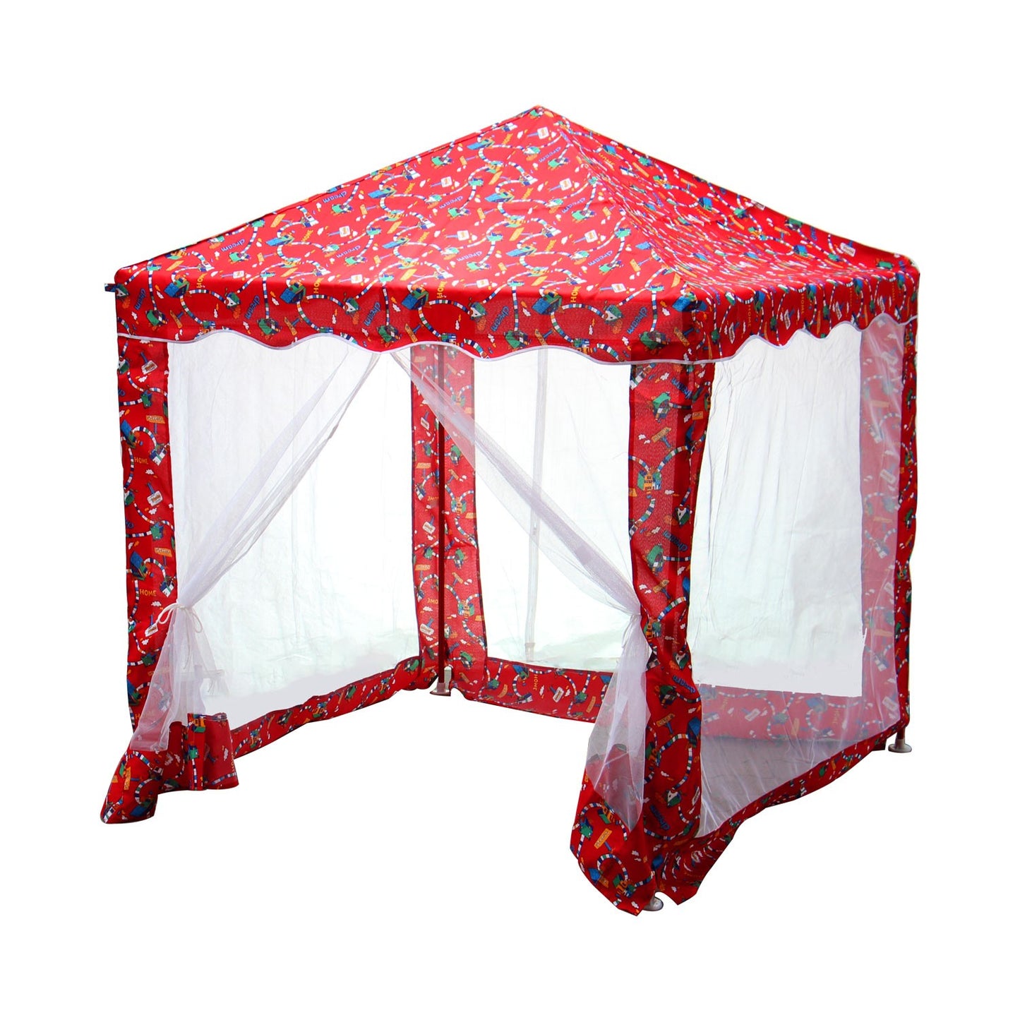 Pavilion Gradina pentru copii IDL Junior Boomer, 150x150x170, Cadru Metalic+Poliester, Forma PATRATA, Creat special pentru cei mici, atat prin dimensiunile sale, cat si prin culorile vi combinate cu diverse modele vesele, Culoare-Rosu