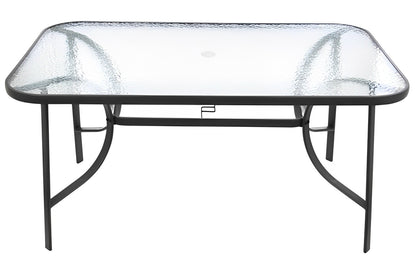 Set Masa de Sticla cu 6 Scaune idealSTORE, Dimensiuni 148 x 88 x 72cm Structura Metalica, Rezistenta la Umezeala, Usor de intretinut, Ideal pentru Gradina sau Terasa