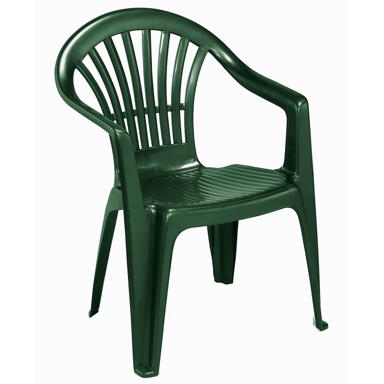 Scaun pentru gradina IDL Montero, 56x54x80cm, Realizat din plastic de inalta calitate cu forma moderna, Accesorizat cu spatar si brate laterale pentru o buna relaxare, Durabilitate sporita la actiunea factorilor atmosferici, Culoare-Verde