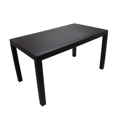 Masa dreptunghiulara fixa pentru gradina idealSTORE, Dimensiuni 140 x 80 cm, Fabricata din polipropilena, Culoare Maro