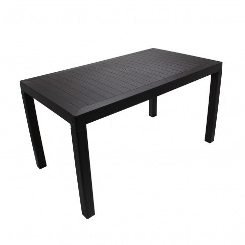 Masa dreptunghiulara fixa pentru gradina idealSTORE, Dimensiuni 140 x 80 cm, Fabricata din polipropilena, Culoare Maro