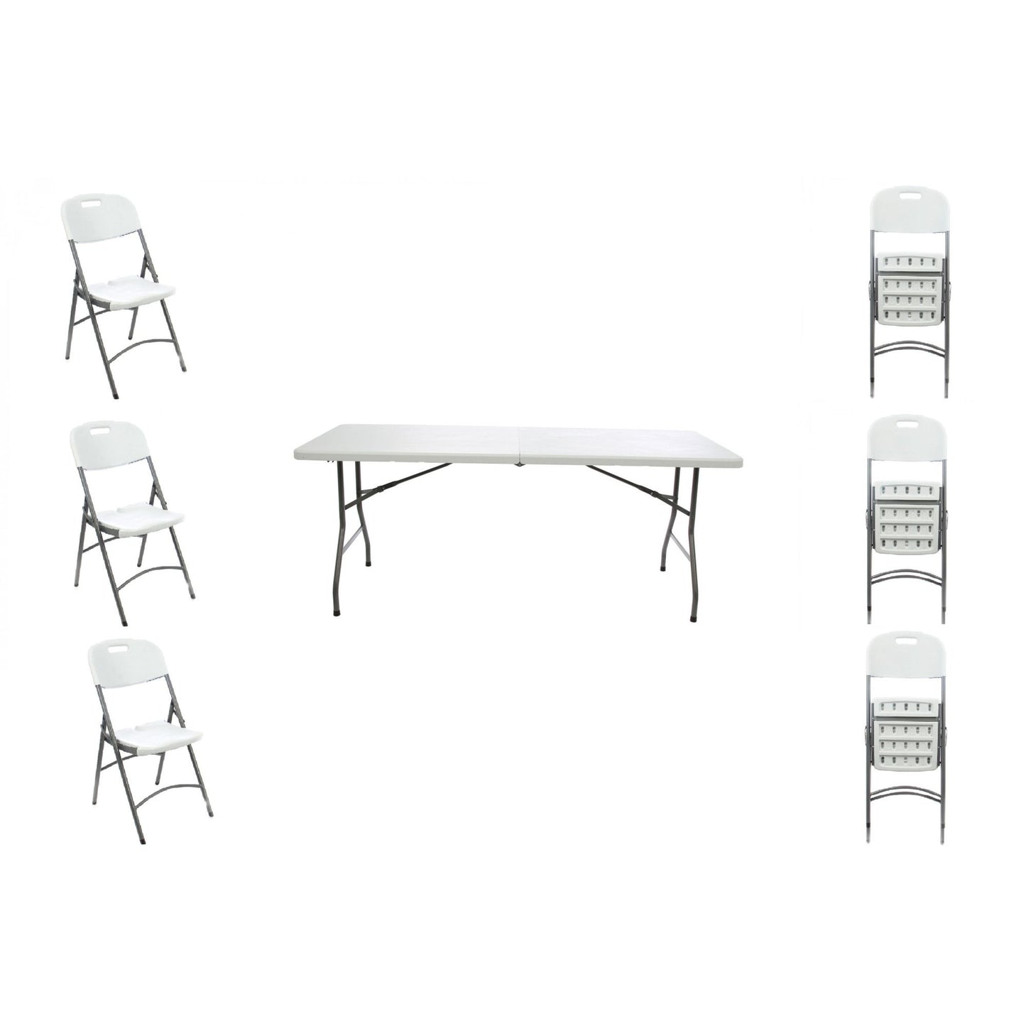 Set masa pentru Gradina IDL NEVADA cu 6 SCAUNE, Confectionat din Metal+Plastic, Design modern ce poate fi integrat perfect in fiecare Gradina, Rezistent la actiunea factorilor atmosferici nocivi si a razelor UV, PLIANT