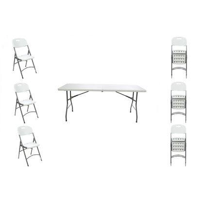 Set masa pentru Gradina IDL NEVADA cu 6 SCAUNE, Confectionat din Metal+Plastic, Design modern ce poate fi integrat perfect in fiecare Gradina, Rezistent la actiunea factorilor atmosferici nocivi si a razelor UV, PLIANT