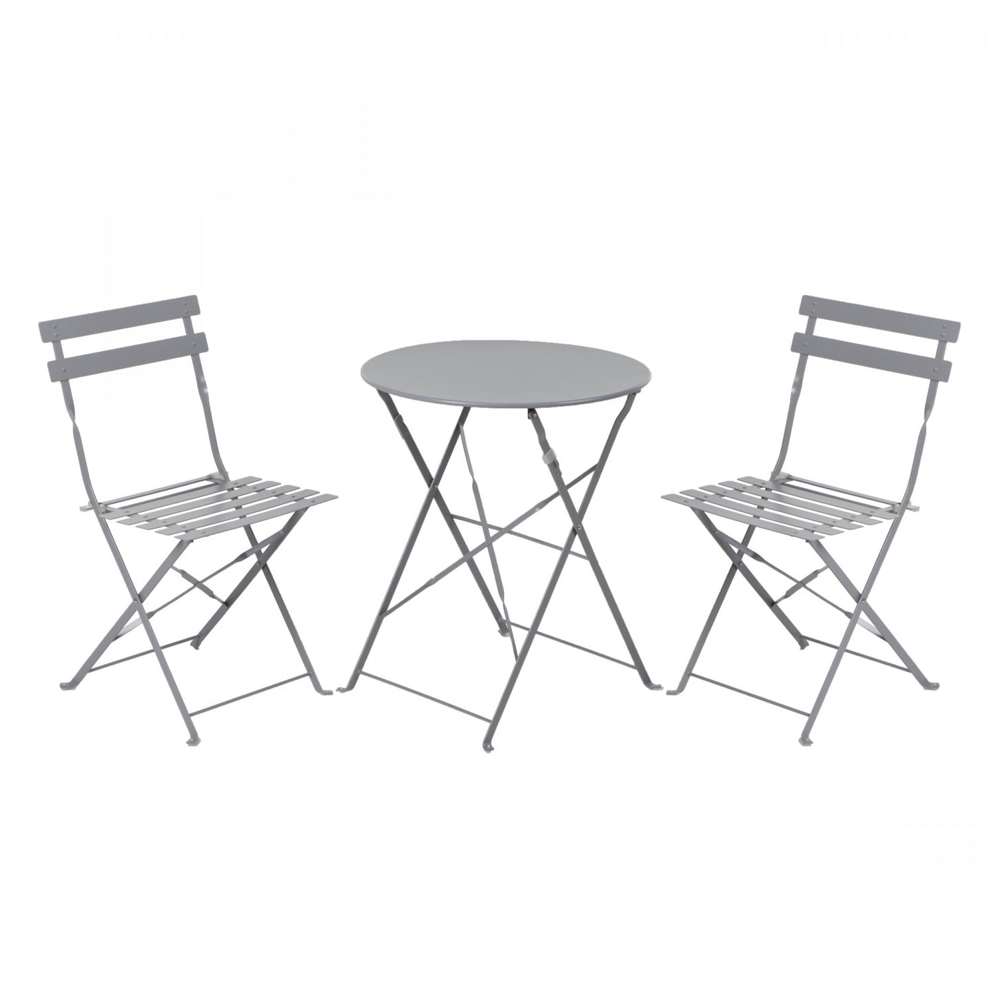 Set masa pentru Gradina IDL CORFU cu 2 SCAUNE, Confectionat din Metal, Model elegant cu design sofisticat, Ideal pentru a obtine un colt de relaxare in propia curte, Culoare-Gri