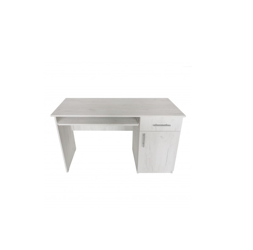 Birou idealSTORE COLLECTION, DIMENSIUNI:120 x 75 x 50 cm, Material PAL melaminat, cu grosimea de 1.6 cm si cant cu grosimea de 0.4 mm, Prevazut cu doua rafturi si un sertar, Culoare Stejar Alb