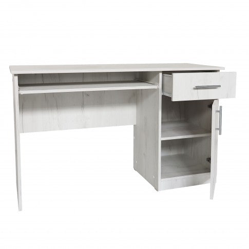 Birou idealSTORE COLLECTION, DIMENSIUNI:120 x 75 x 50 cm, Material PAL melaminat, cu grosimea de 1.6 cm si cant cu grosimea de 0.4 mm, Prevazut cu doua rafturi si un sertar, Culoare Stejar Alb