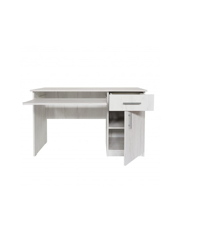 Birou idealSTORE COLLECTION, DIMENSIUNI:120 x 75 x 50 cm, Material PAL melaminat, cu grosimea de 1.6 cm si cant cu grosimea de 0.4 mm, Prevazut cu doua rafturi si un sertar, Culoare Stejar Alb