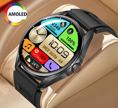 Ceas SmartWatch Delta Pro idealSTORE, Ecran Tactil AMOLED 1 '43', Android/IOS, Difuzor, Apel Bluetooth, Alarma, Vreme, Asistent vocal, Fitness Tracker, Functie Feminina, Monitorizare ritm cardiac, Tensiune Arteriala, Oximetru SpO2, Multi Sport, Black