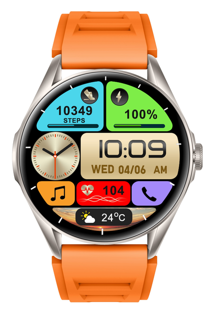Ceas SmartWatch Delta Pro idealSTORE, Ecran Tactil AMOLED 1,43', Android/IOS, Difuzor, Apel Bluetooth, Alarma, Vreme, Asistent vocal, Fitness Tracker, Functie Feminina, Monitorizare ritm cardiac, Tensiune Arteriala, Oximetru SpO2, Multi Sport, Orange
