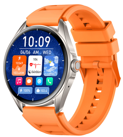 Ceas SmartWatch Delta Pro idealSTORE, Ecran Tactil AMOLED 1,43', Android/IOS, Difuzor, Apel Bluetooth, Alarma, Vreme, Asistent vocal, Fitness Tracker, Functie Feminina, Monitorizare ritm cardiac, Tensiune Arteriala, Oximetru SpO2, Multi Sport, Orange