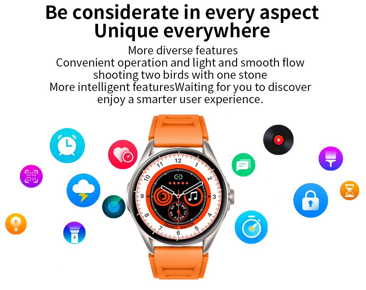 Ceas SmartWatch Delta Pro idealSTORE, Ecran Tactil AMOLED 1,43', Android/IOS, Difuzor, Apel Bluetooth, Alarma, Vreme, Asistent vocal, Fitness Tracker, Functie Feminina, Monitorizare ritm cardiac, Tensiune Arteriala, Oximetru SpO2, Multi Sport, Orange