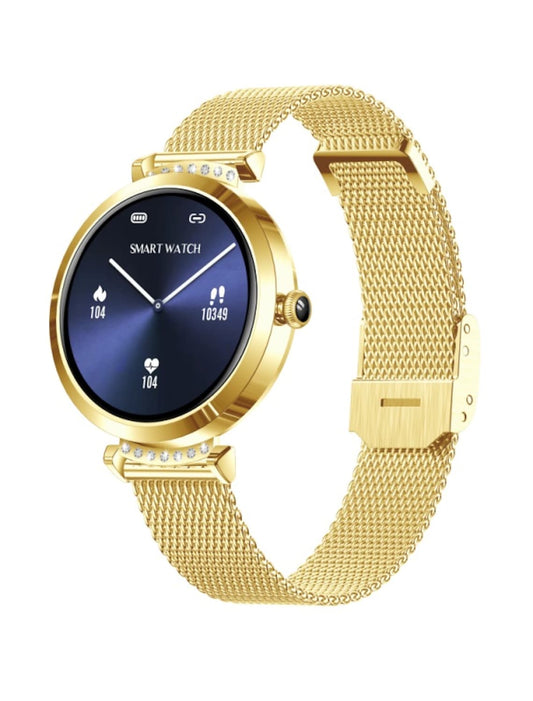 Ceas SmartWatch Lady's Diamond idealStore, Dimensiune Ecran 1.9', Rezistent la Apa, Bluetooth, Monitor Ritm Cardiac, Oxigen din Sange, Momento Apel/Mesaje, Multi Sport, Compatibil iOS si Android, Auriu