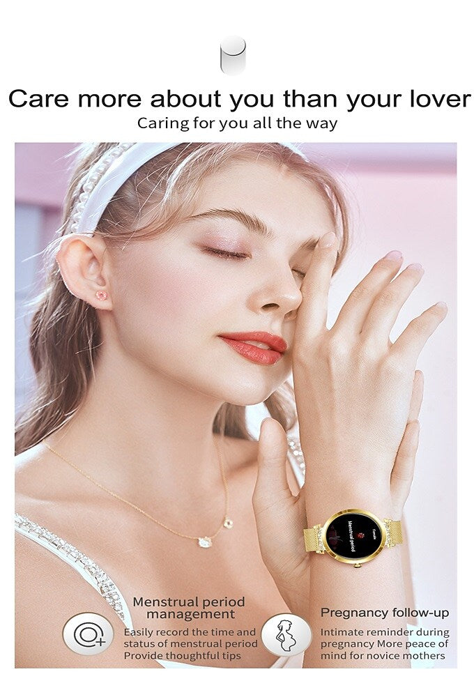 Ceas SmartWatch Lady's Diamond idealStore, Dimensiune Ecran 1.9', Rezistent la Apa, Bluetooth, Monitor Ritm Cardiac, Oxigen din Sange, Momento Apel/Mesaje, Multi Sport, Compatibil iOS si Android, Silver