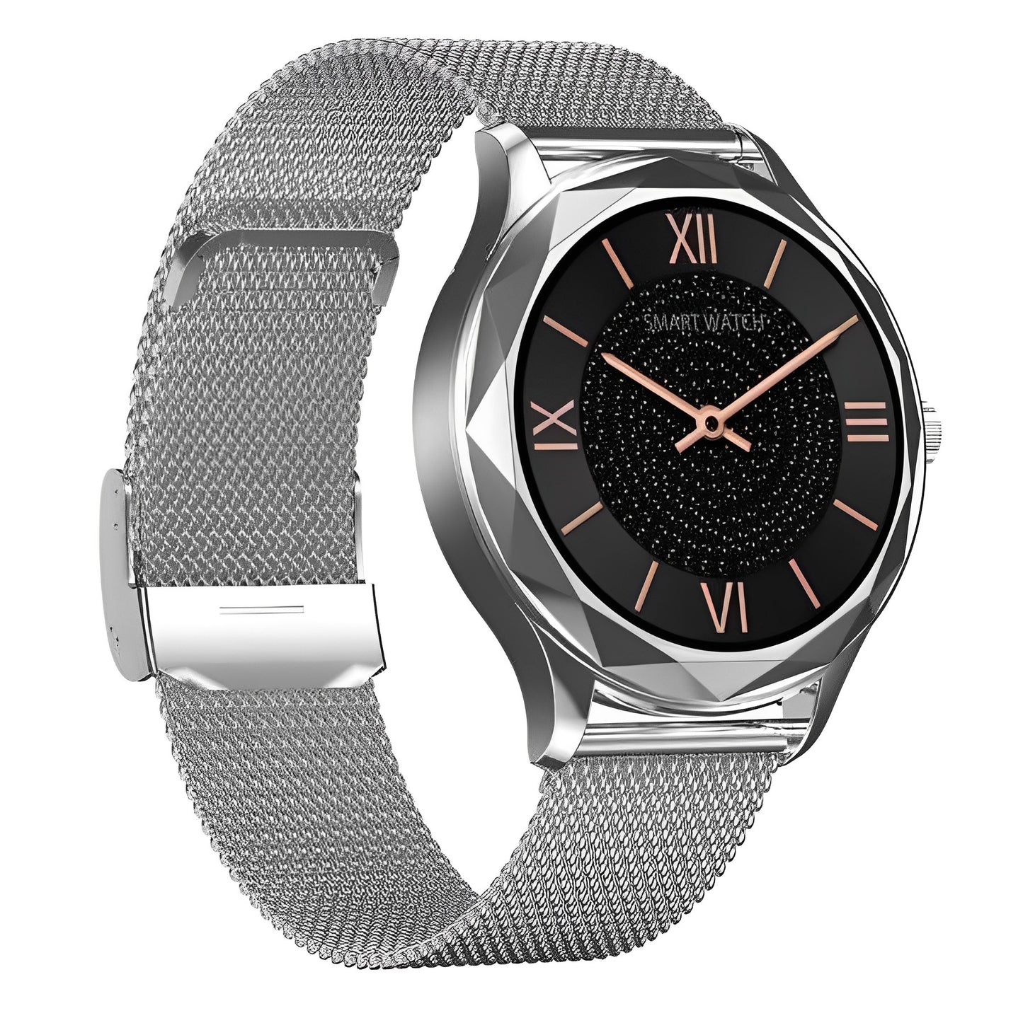 Ceas Smartwatch Diamond Suprem Collection IdealStore, Ecran 1.09 inch, Afisare Apeluri si Mesaje, Bluetooth, Monitorizare Ritm Cardiac si Somn, Multi-Sport, Rezistent la Apa IP67, Alarma, Android-IOS, Long Battery, Silver Metal Edition