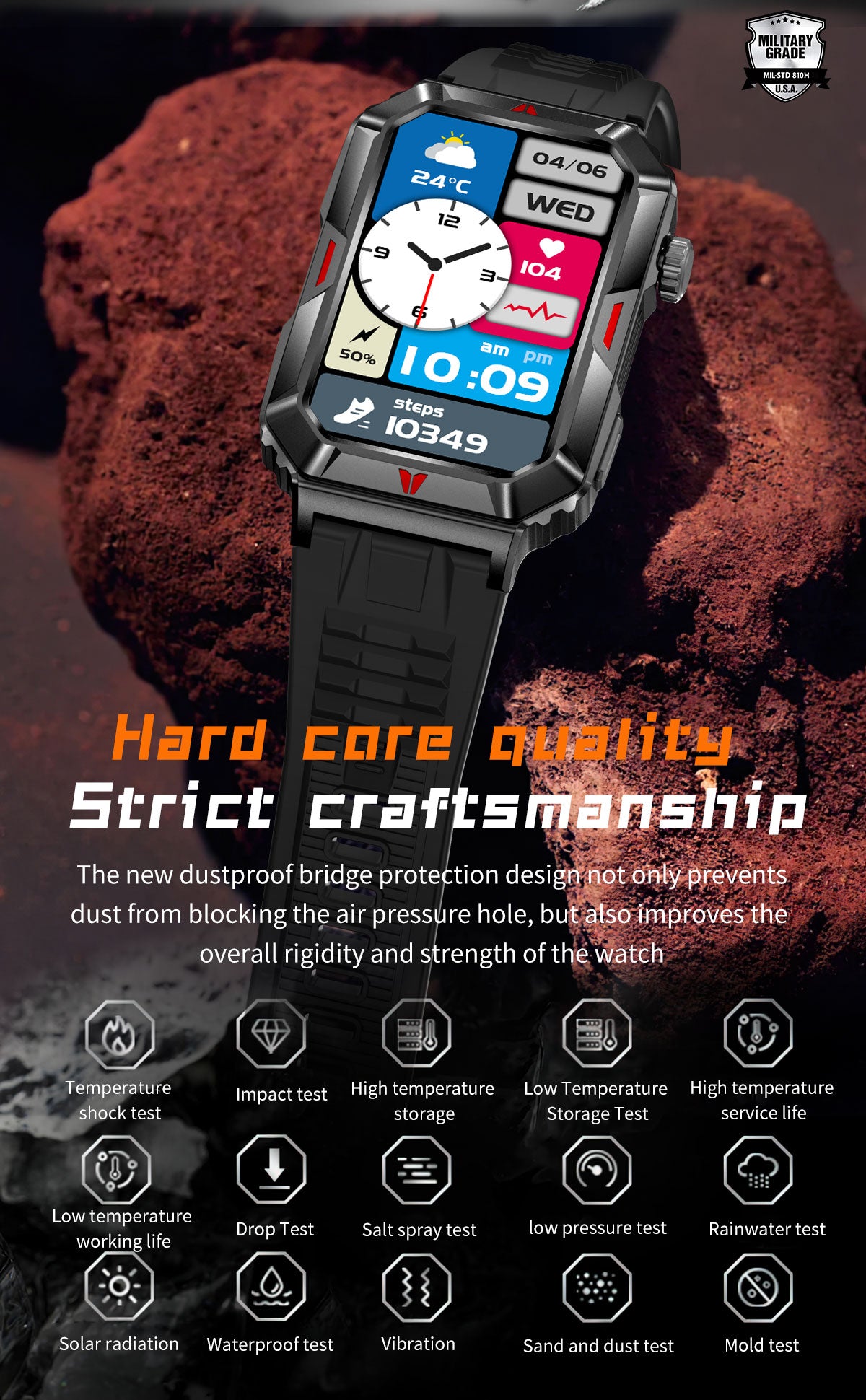 Ceas SmartWatch Dinamic Evolution idealSTORE, Ecran LCD color 1,57 inch, Monitorizare Ritm Cardiac, Tensiune Arteriala, Multi Sport, Vreme, Fitness Tracker, Functie Feminina, Life Waterproof, Notificari, Apel Bluetooth, Android/IOS, Control Muzical