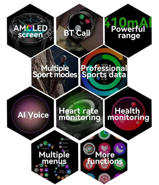 Ceas Smartwatch DiscoverWatch idealSTORE, Ecran AMOLED 1.43 HD Inch, Functie de Preluare Apel, Difuzor si Microfon incorporat, Notificari Facebook, Whatssapp, Instagram, AI Voice, Tensiune arteriala, Cronometru, Pedometru, Verde