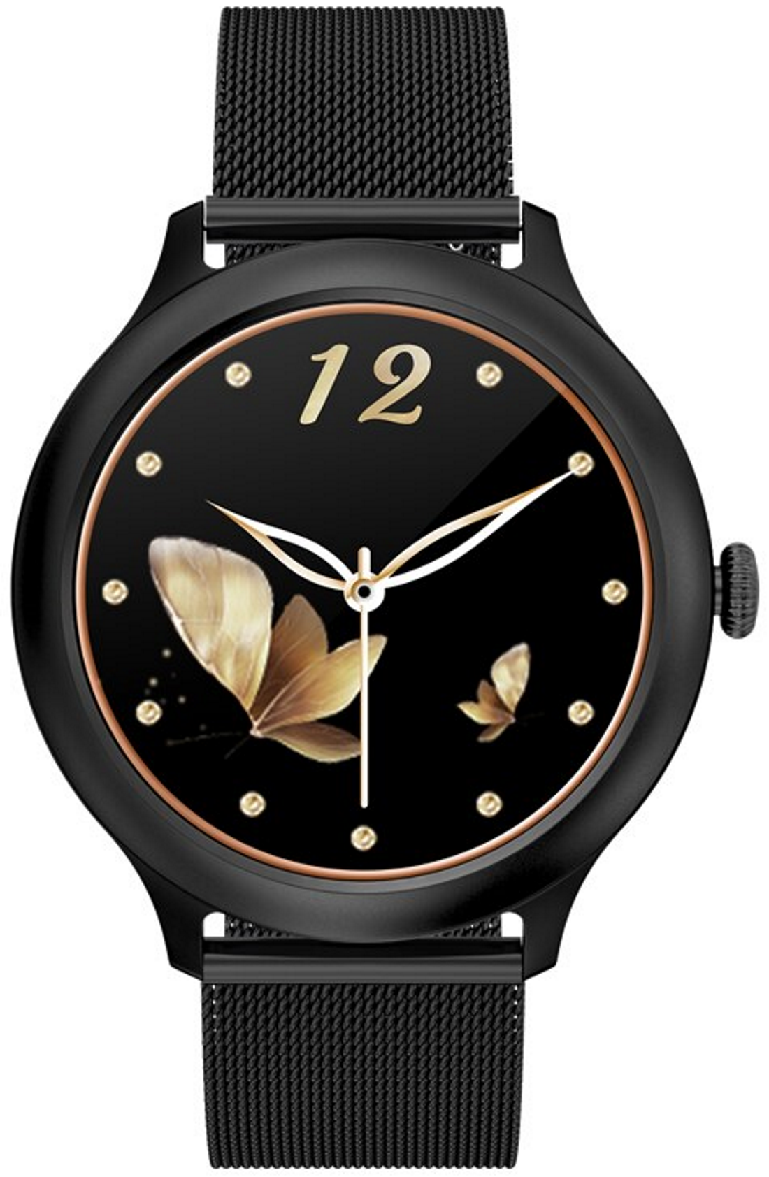 Smartwatch idealStore PowStell, Design Slim, Moduri MultiSport, Monitorizare Sanatate, Memento Personalizat Control Muzical si Camera Foto, Aplicatie Menstruala, Bratara Silicon, Culoare Negru