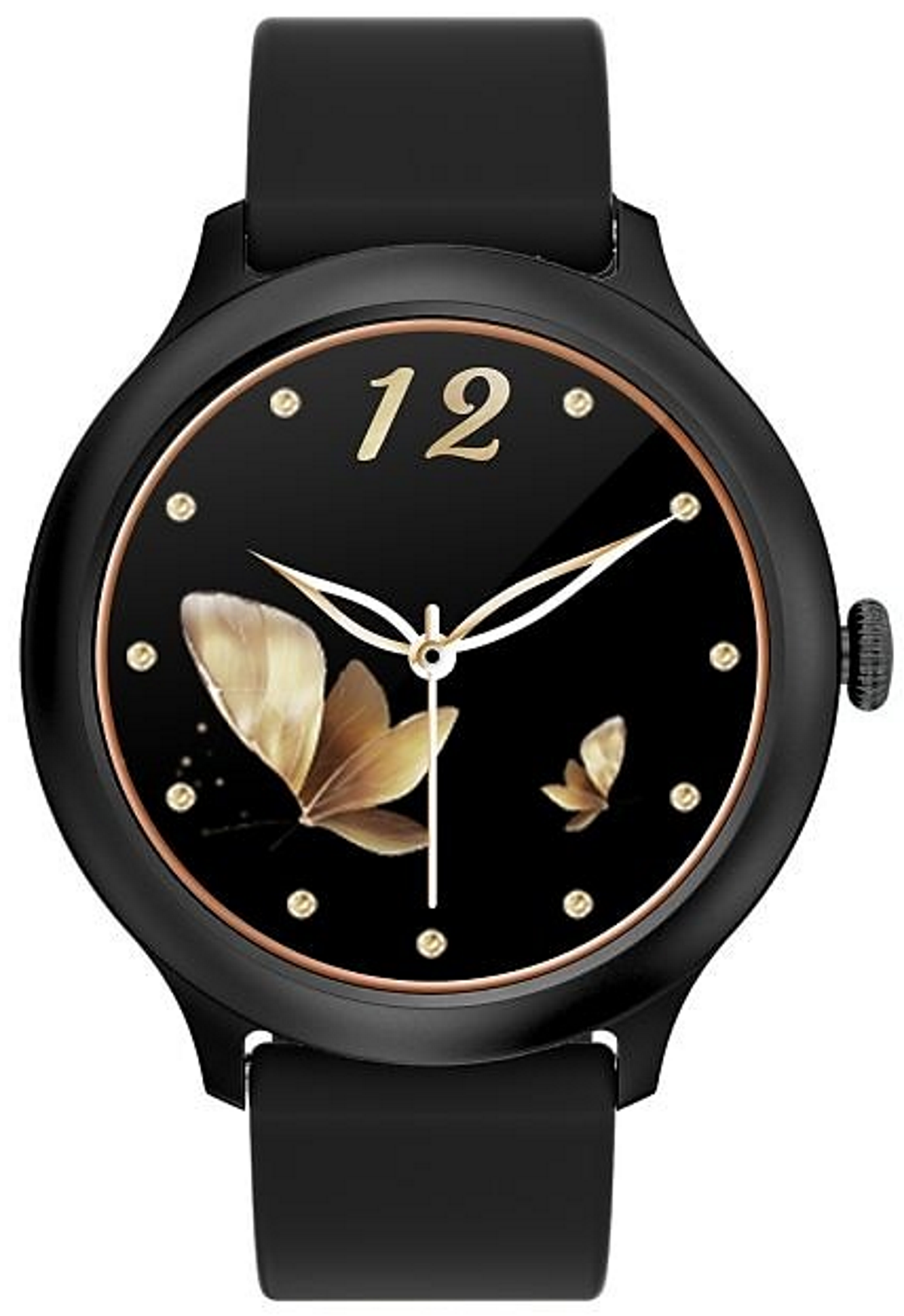 Smartwatch idealStore PowStell, Design Slim, Moduri MultiSport, Monitorizare Sanatate, Memento Personalizat Control Muzical si Camera Foto, Aplicatie Menstruala, Bratara Silicon, Culoare Negru