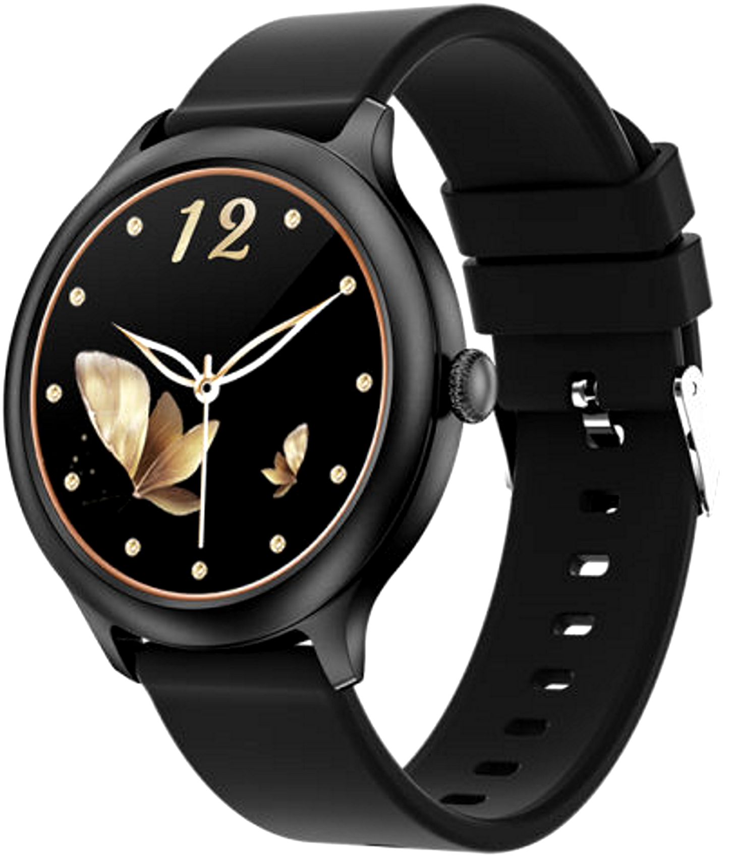 Smartwatch idealStore PowStell, Design Slim, Moduri MultiSport, Monitorizare Sanatate, Memento Personalizat Control Muzical si Camera Foto, Aplicatie Menstruala, Bratara Silicon, Culoare Negru