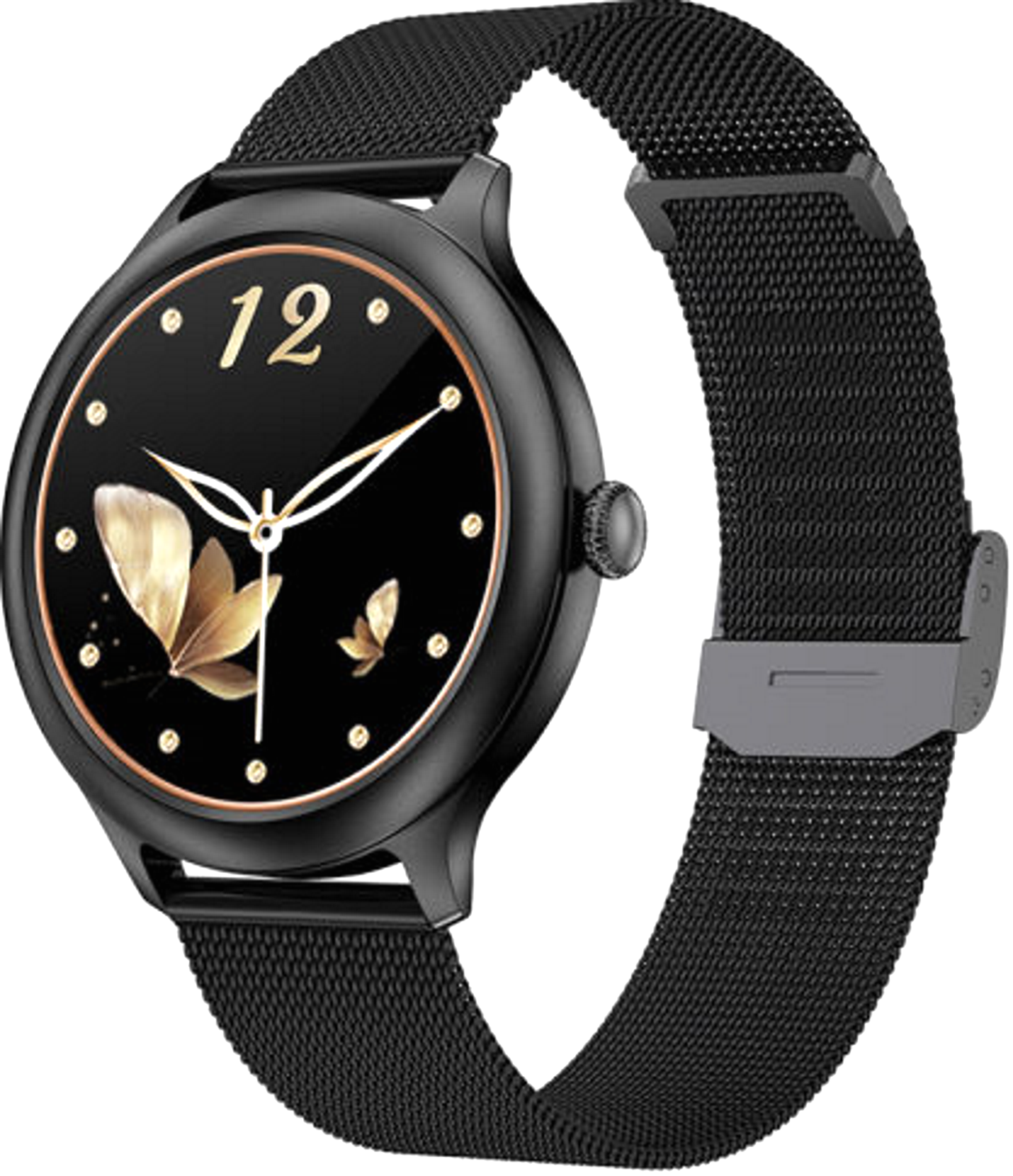 Smartwatch idealStore PowStell, Design Slim, Moduri MultiSport, Monitorizare Sanatate, Memento Personalizat Control Muzical si Camera Foto, Aplicatie Menstruala, Bratara Silicon, Culoare Negru