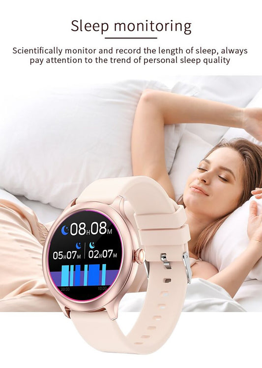 Smartwatch idealStore PowStell, Design Slim, Moduri MultiSport, Monitorizare Sanatate, Memento Personalizat, Control Muzical si Camera Foto, Aplicatie Menstruala, Bratara Silicon Cadou, Culoare Gold