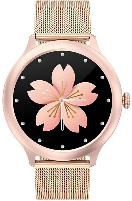 Smartwatch idealStore PowStell, Design Slim, Moduri MultiSport, Monitorizare Sanatate, Memento Personalizat, Control Muzical si Camera Foto, Aplicatie Menstruala, Bratara Silicon Cadou, Culoare Gold