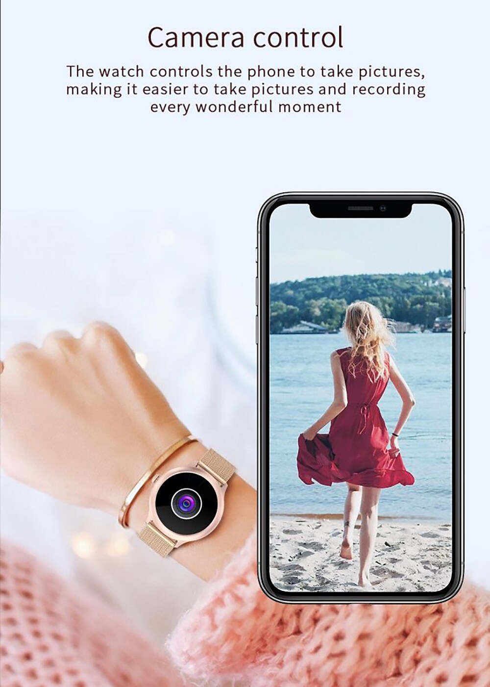 Smartwatch idealStore PowStell, Design Slim, Moduri MultiSport, Monitorizare Sanatate, Memento Personalizat, Control Muzical si Camera Foto, Aplicatie Menstruala, Bratara Silicon Cadou, Culoare Gold