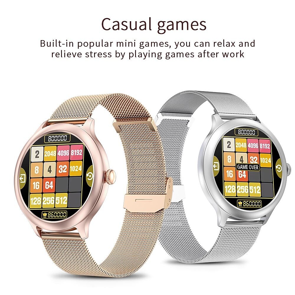 Smartwatch idealStore PowStell, Design Slim, Moduri MultiSport, Monitorizare Sanatate, Memento Personalizat Control Muzical si Camera Foto, Aplicatie Menstruala, Bratara Silicon, Culoare Argintiu