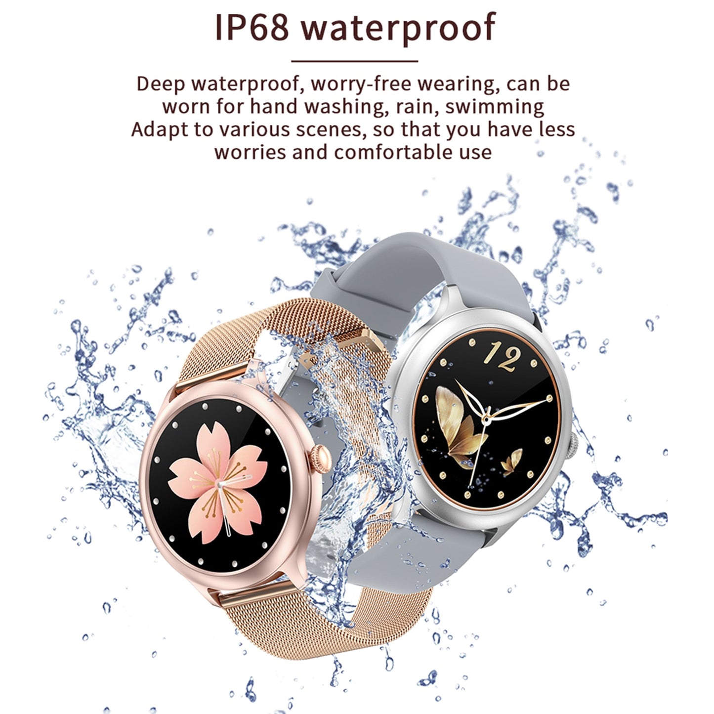 Smartwatch idealStore PowStell, Design Slim, Moduri MultiSport, Monitorizare Sanatate, Memento Personalizat Control Muzical si Camera Foto, Aplicatie Menstruala, Bratara Silicon, Culoare Argintiu