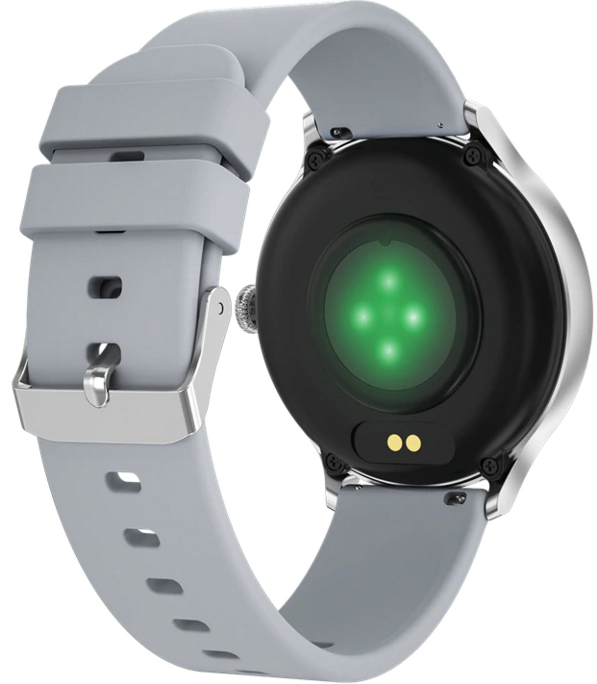 Smartwatch idealStore PowStell, Design Slim, Moduri MultiSport, Monitorizare Sanatate, Memento Personalizat Control Muzical si Camera Foto, Aplicatie Menstruala, Bratara Silicon, Culoare Argintiu